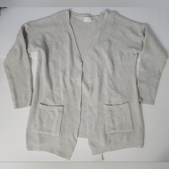 Pinque Cream Colored Opened Long Sleeve Knitted Sweater - Picture 1 of 8